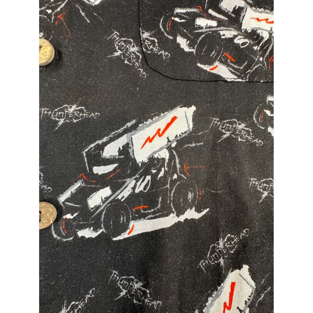 Thunderhead Mens Sprint Car Racing All Over Print Button Down Shirt Black Size M - Picture 7 of 7